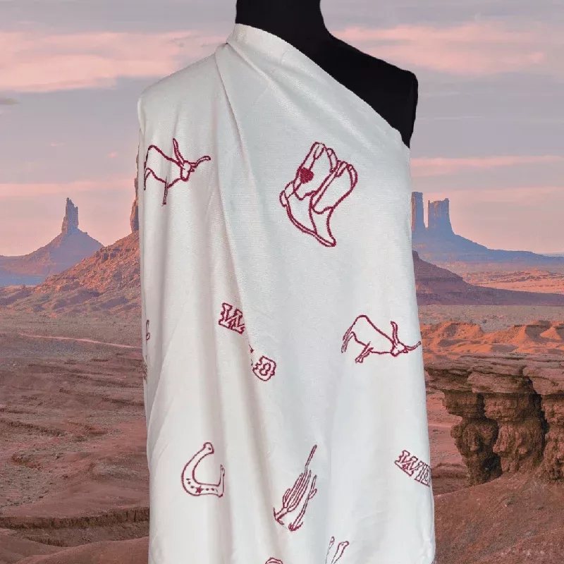 Damaged Remnants – Wild West in Natural – Custom Embroidery on Cotton Canvas