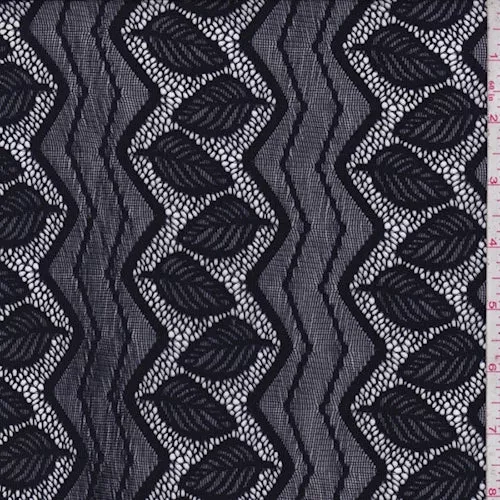 Dark Navy Chevron/Leaf Mesh Fabric