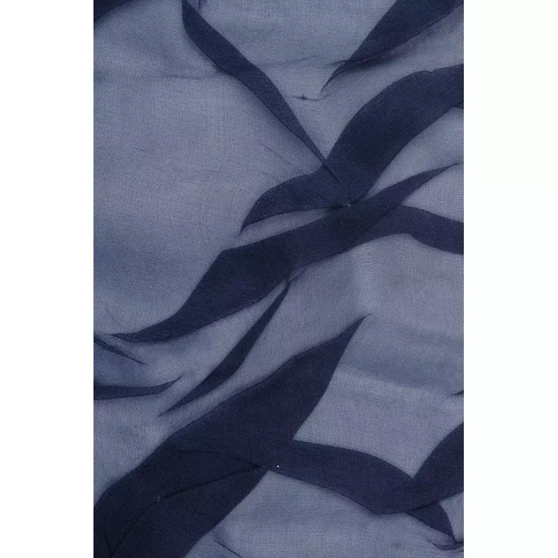 Dark Navy Embroidered Organza Silk 143 Fabric