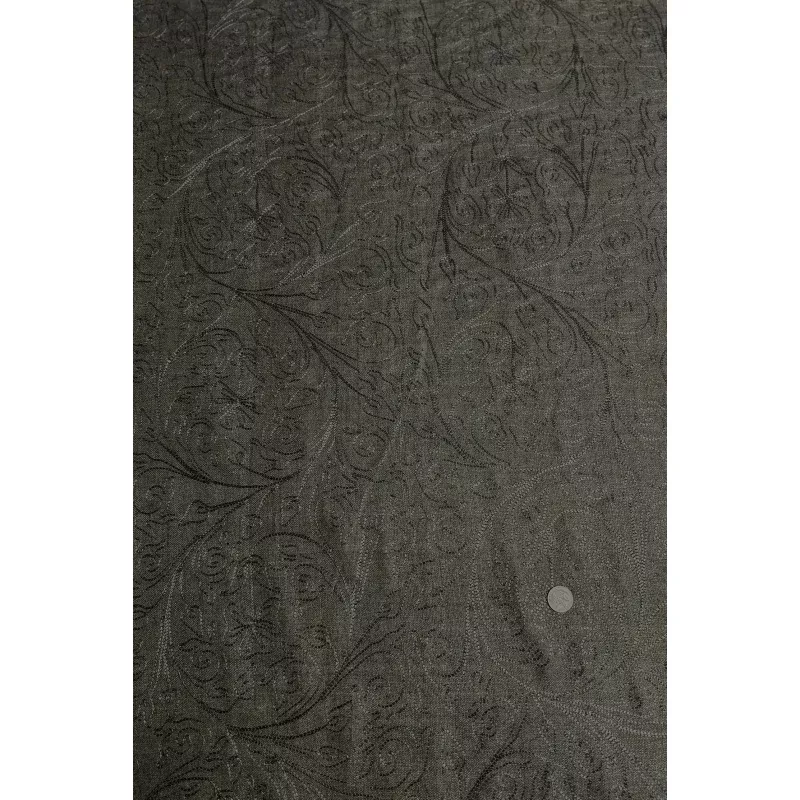 Dark Olive Embroidered Silk Linen MEMT-018-06