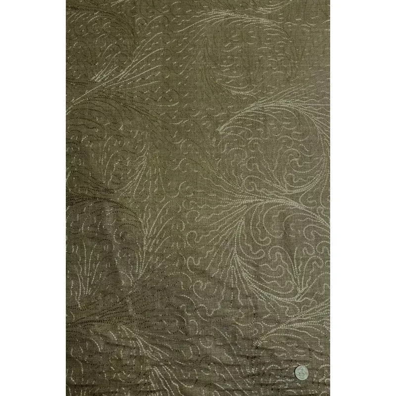 Dark Olive Embroidered Silk Linen MEMT-026-08