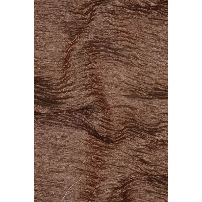 Dark Peach Metallic Crushed Organza Fabric
