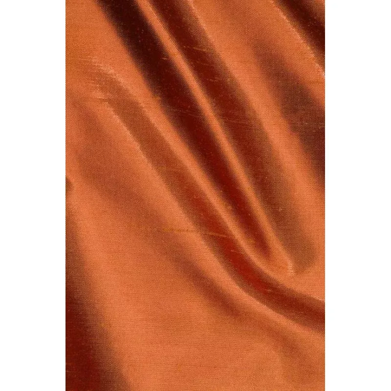 Deep Burnt Orange Metallic Shantung Silk Fabric