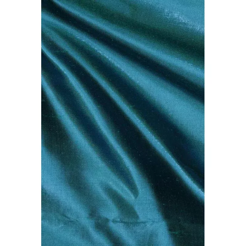 Deep Scuba Blue Metallic Shantung Silk Fabric