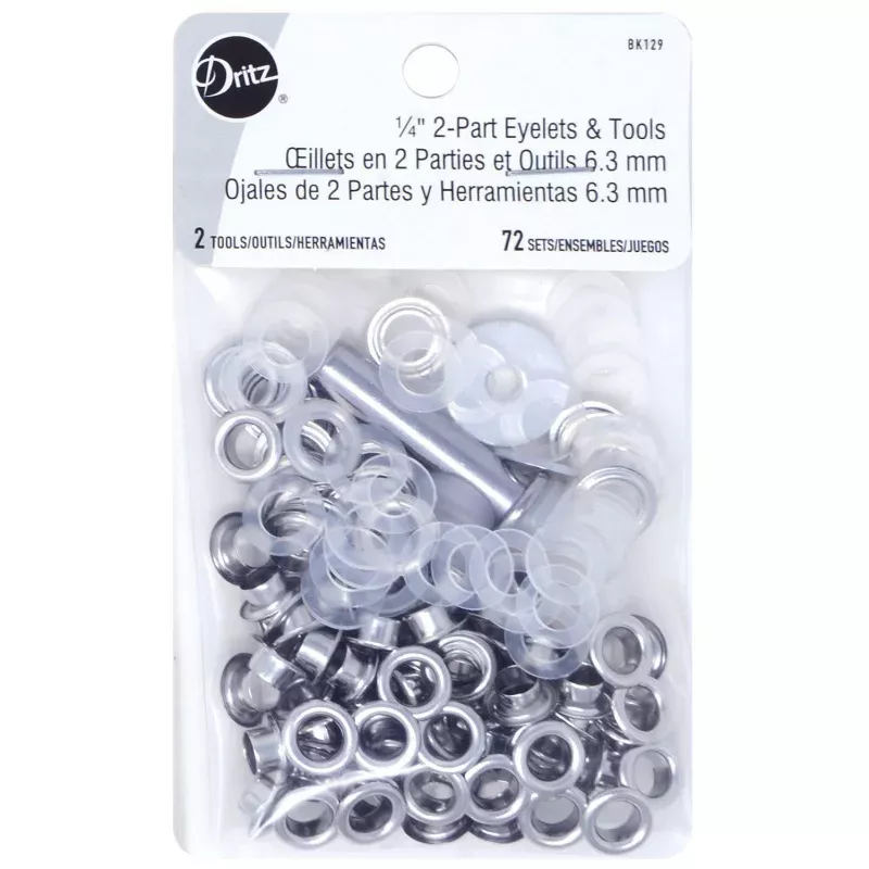 Dritz 2 Part Eyelets 1/4in Nickel 72sets w/ tool