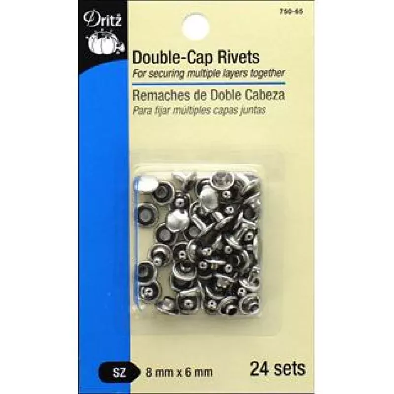 Dritz Double Cap Rivets Nickel 24pc