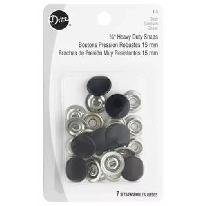 Dritz Heavy Duty Snaps Size 24 Black 7pc