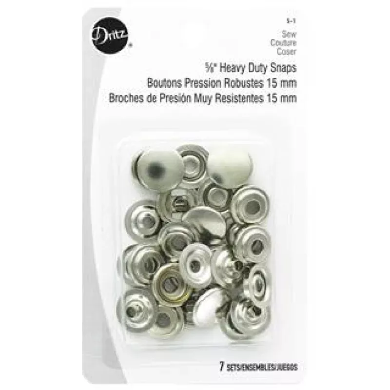 Dritz Heavy Duty Snaps Size 24 Nickel 7pc
