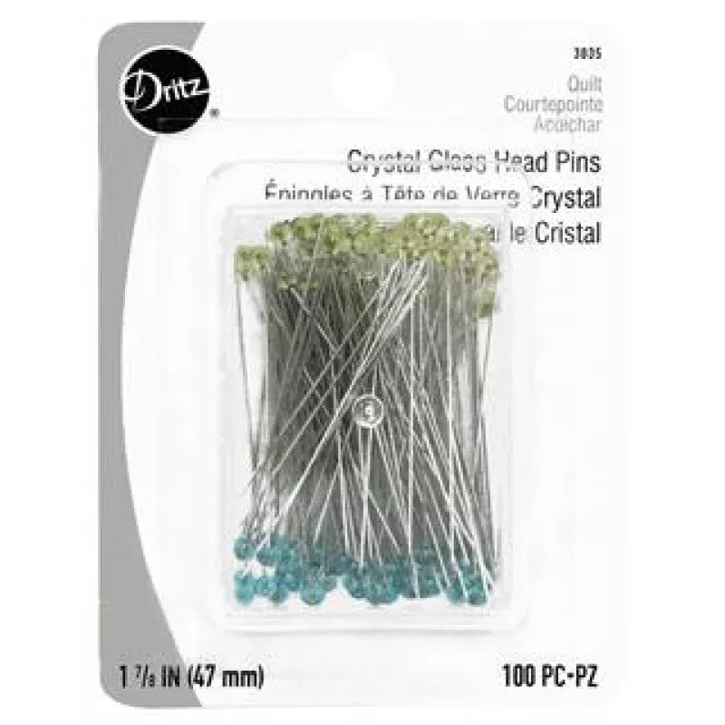 Dritz Quilting Crystal Glass Head Pin 1.88″ 100pc