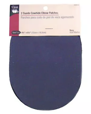 Dritz- Suede Cowhide Elbow Patches, 2 Count Navy