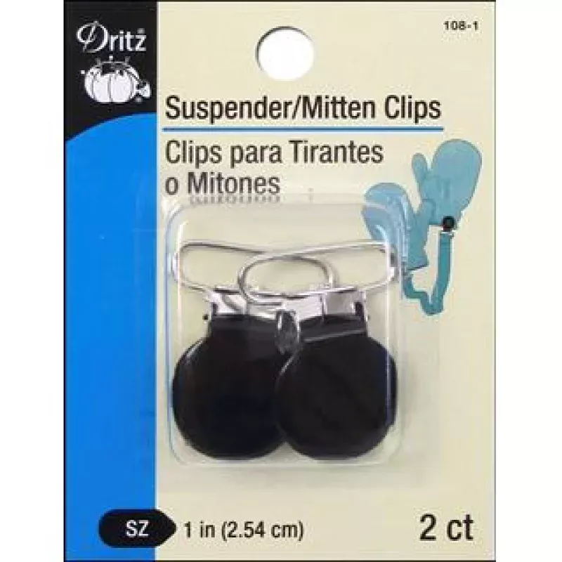 Dritz Suspender/Mitten Clip Black 2pc
