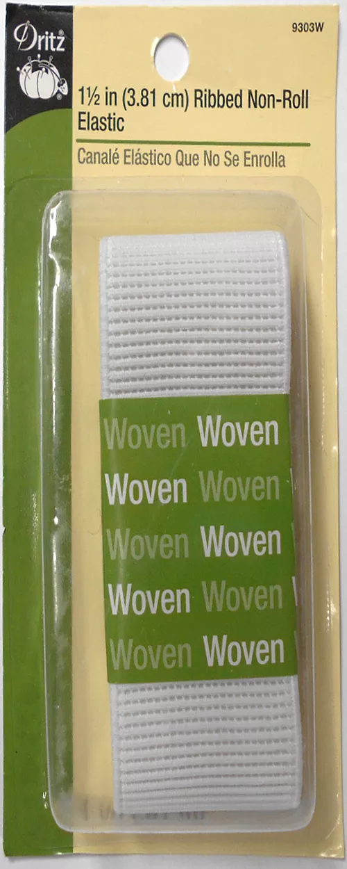 Dritz - Woven Ribbed Non-Roll Elastic #9303W - 1.5" - White