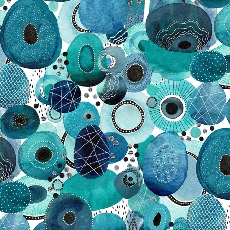 Ebb & Flow Genesis 108″ QB in Aqua – 7/8 Yd Cut