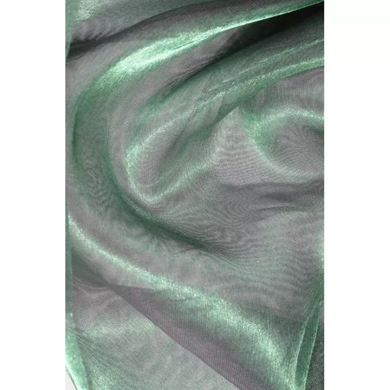 Emerald Violet Mesh Metallic Organza Fabric