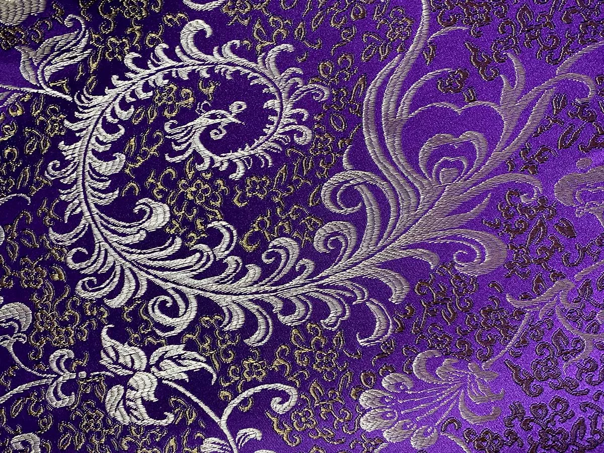 Empress Brocade Fabric - ABS Feathers Purple