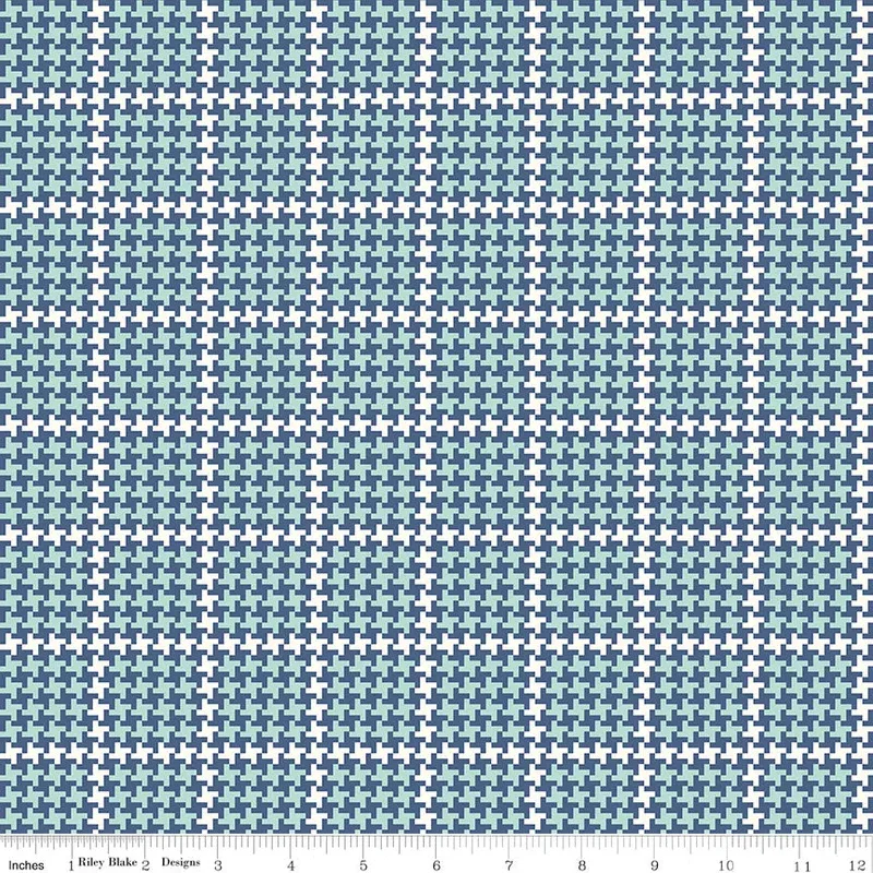 Enchanted Meadow Denim Houndstooth Yardage by Beverly McCullough for Riley Blake Designs
