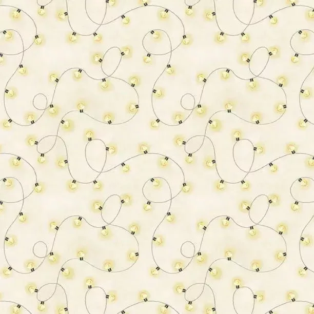 Evergreen Escape String Lights All Over Sand Cotton 44″/45″ Fabric Per Yard