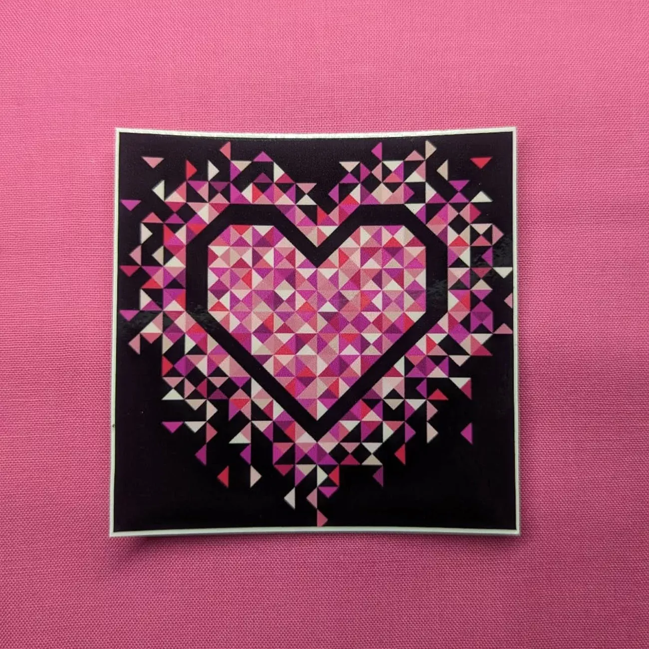 Exploding Heart Pink Sticker 6pk