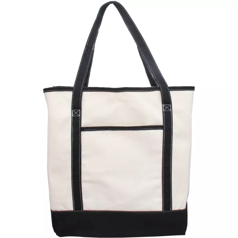Extra Large Natural Canvas Tote Bag With Black Handles – 22″x16″x6″