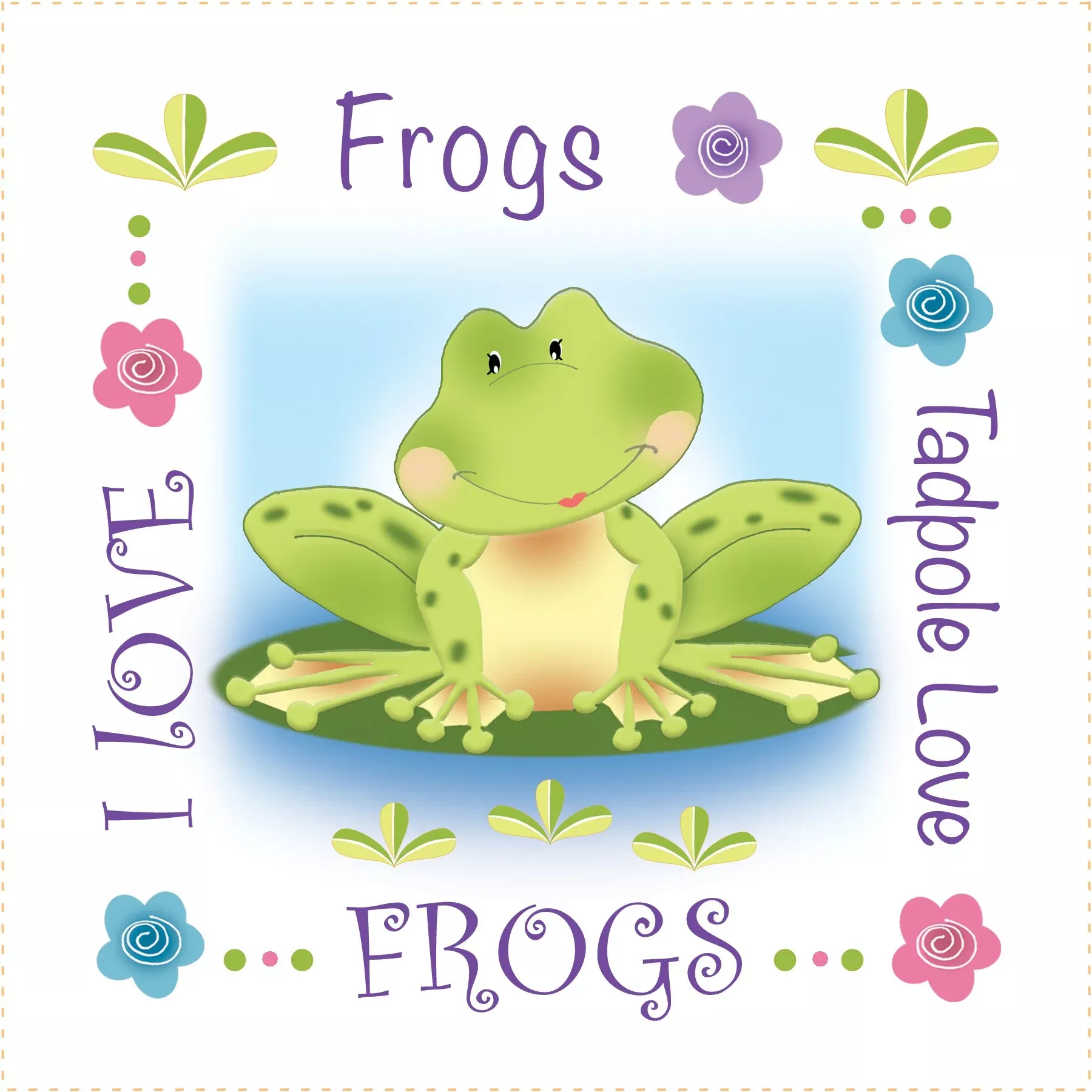 Fabric Art Panel 6in Frog Love