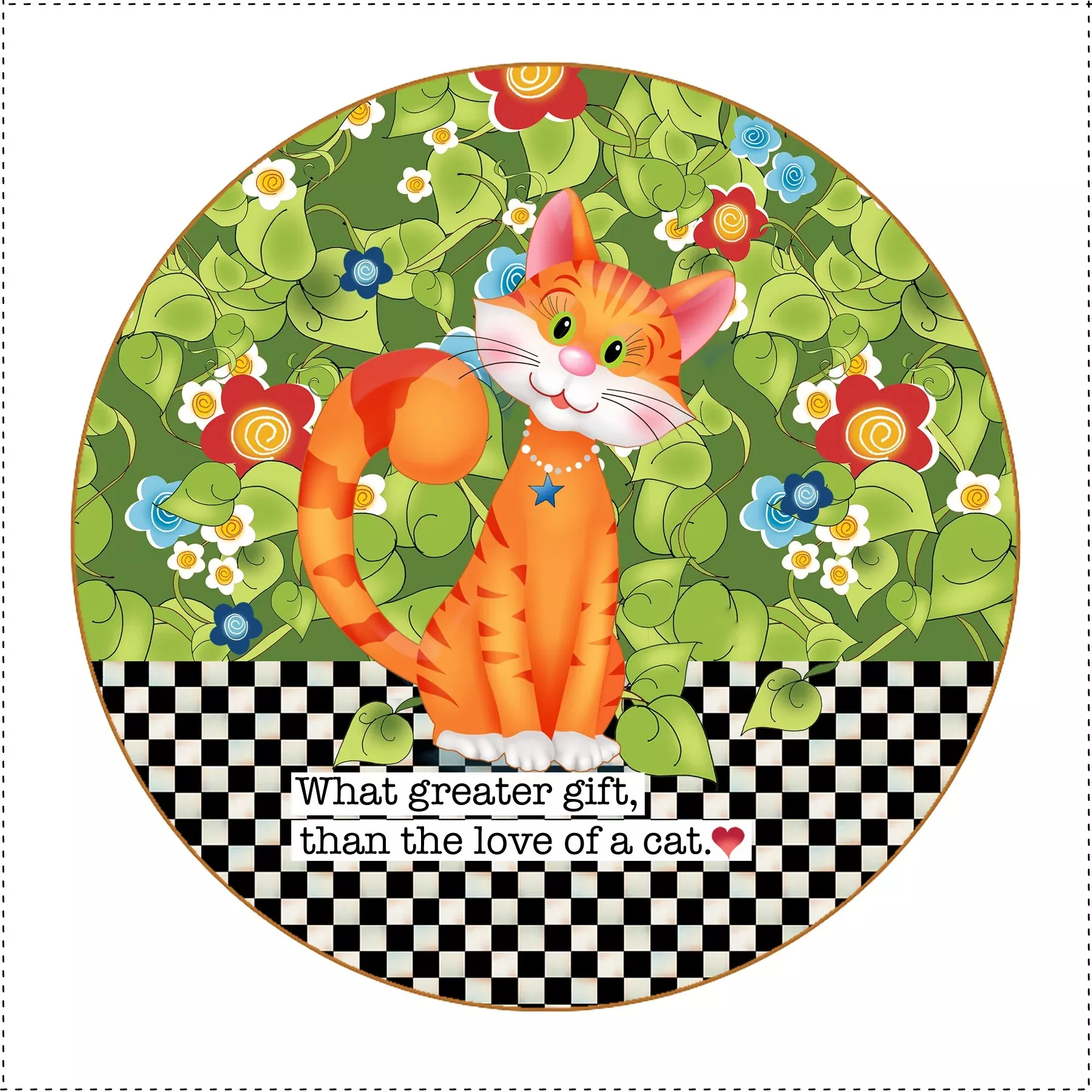 Fabric Panel 5in Round Cat