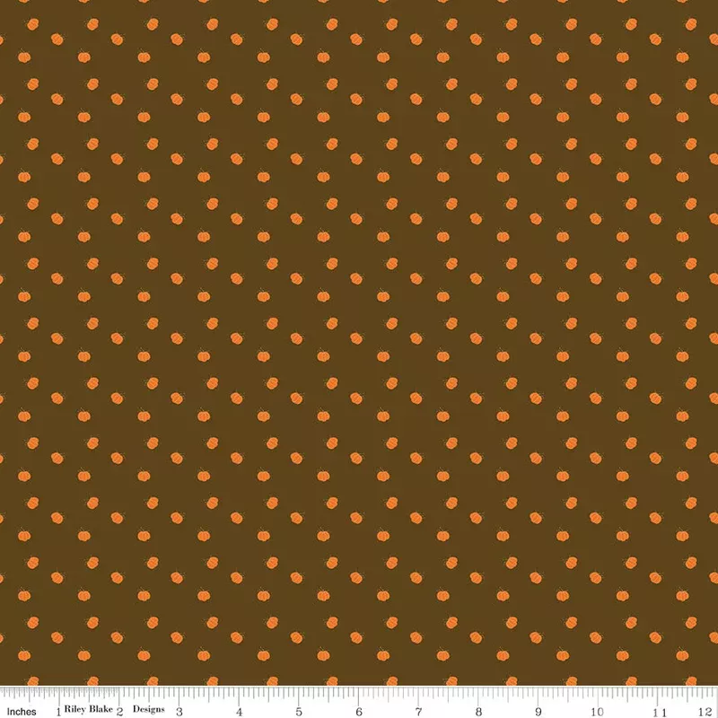 Fall’s In Town Brown Pumpkins Yardage by Sandy Gervais for Riley Blake Designs