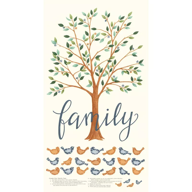 Family Tree Warm White Panel by Deb Strain for Moda Fabrics