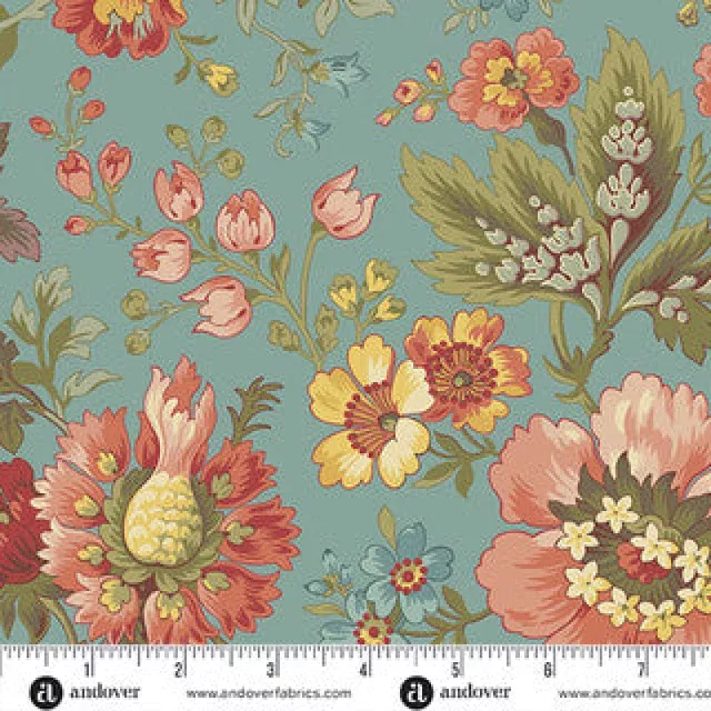 Farmer’s DaughterWide Back Quilting Fabric108Milk and HoneyBlue