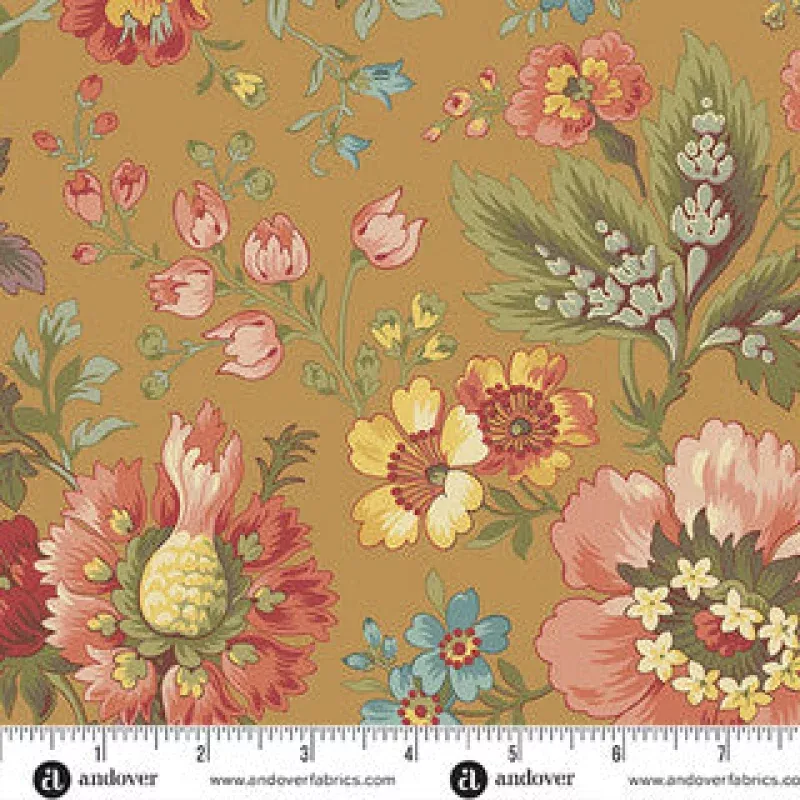 Farmer’s DaughterWide Back Quilting Fabric108Milk and HoneyYellow