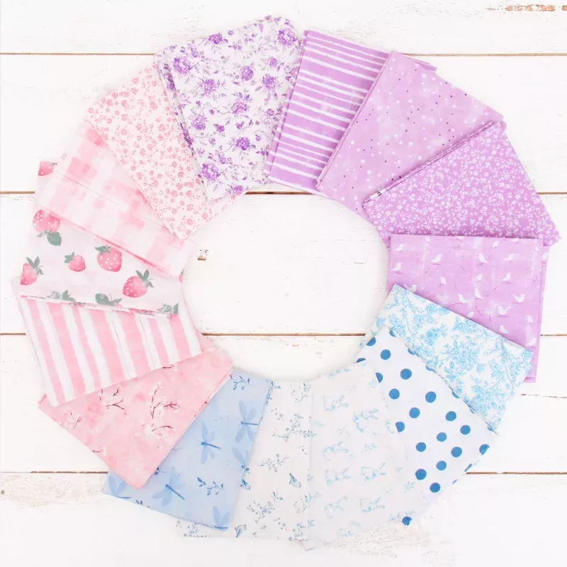 Fat Quarter Bundle – 15 Baby Pastel Shades Precut Cotton Fabrics