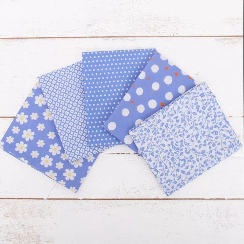 Fat Quarter Bundle – Five Blue Confetti Brights Precut Cotton Fabrics