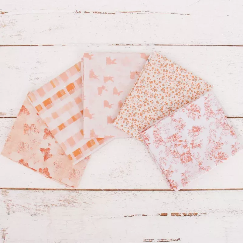 Fat Quarter Bundle – Five Coral Precut Cotton Fabrics