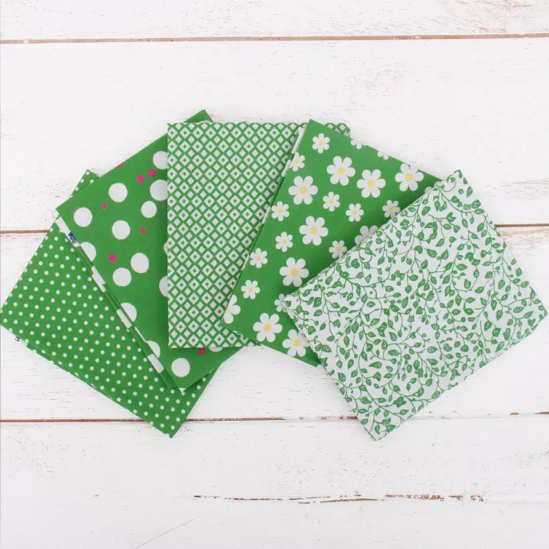 Fat Quarter Bundle – Five Green Confetti Brights Precut Cotton Fabrics