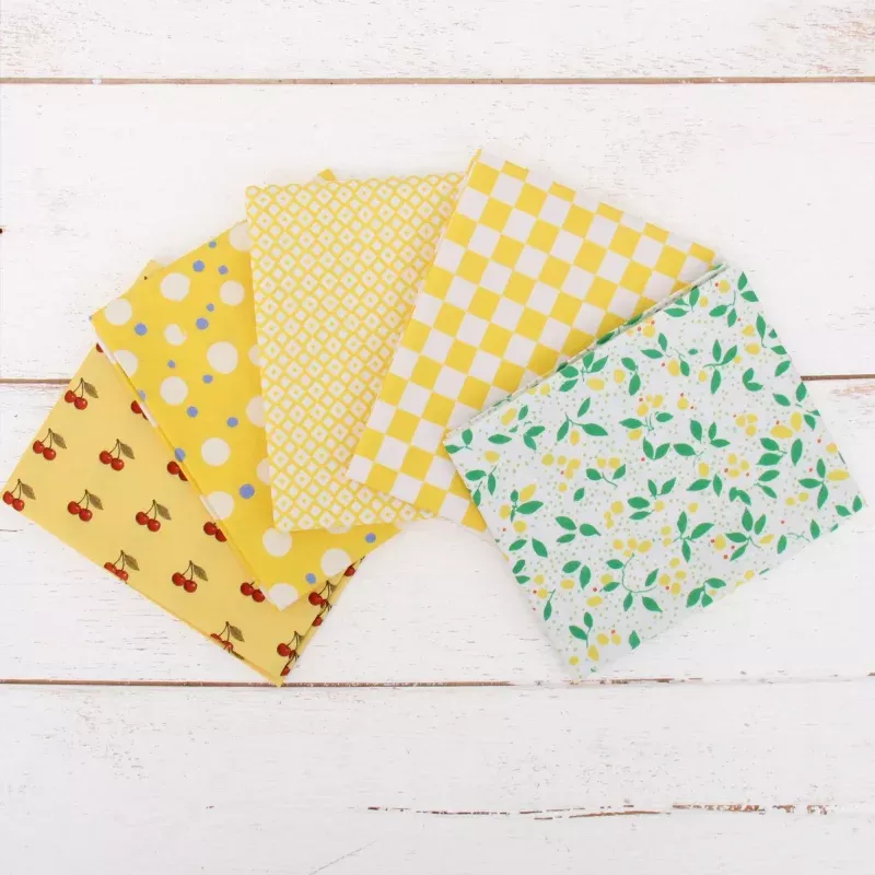 Fat Quarter Bundle – Five Yellow Confetti Brights Precut Cotton Fabrics