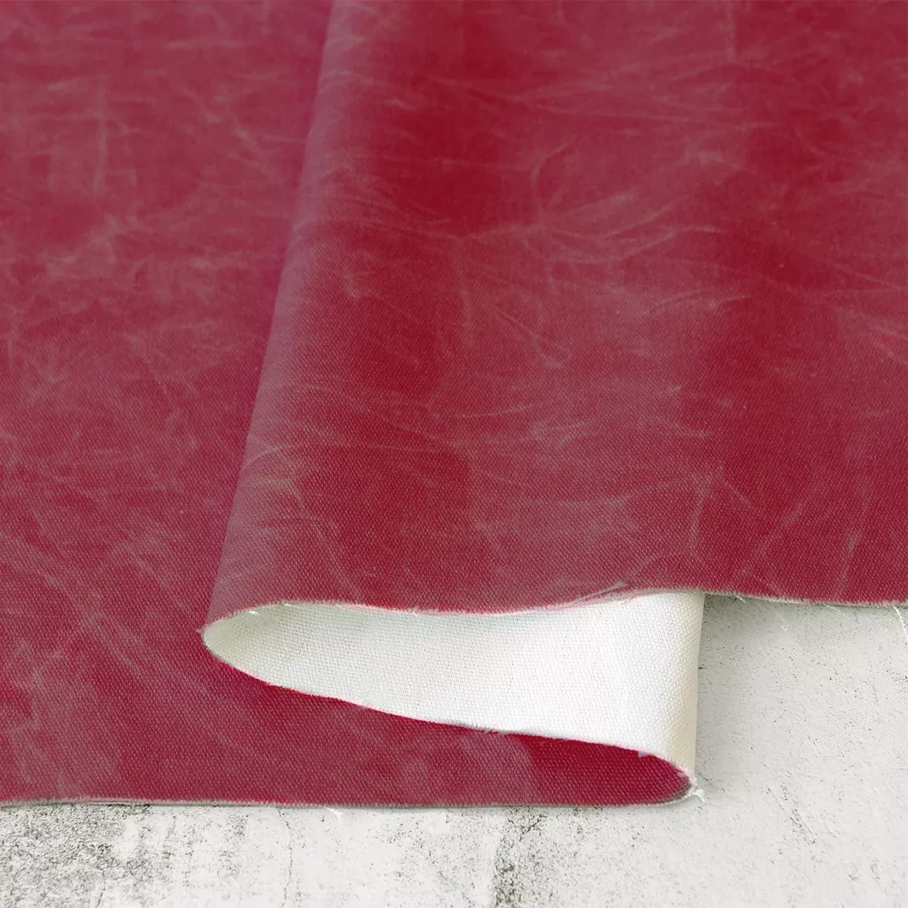 Faux Waxed Duck Canvas Cranberry 1 Yard Cut