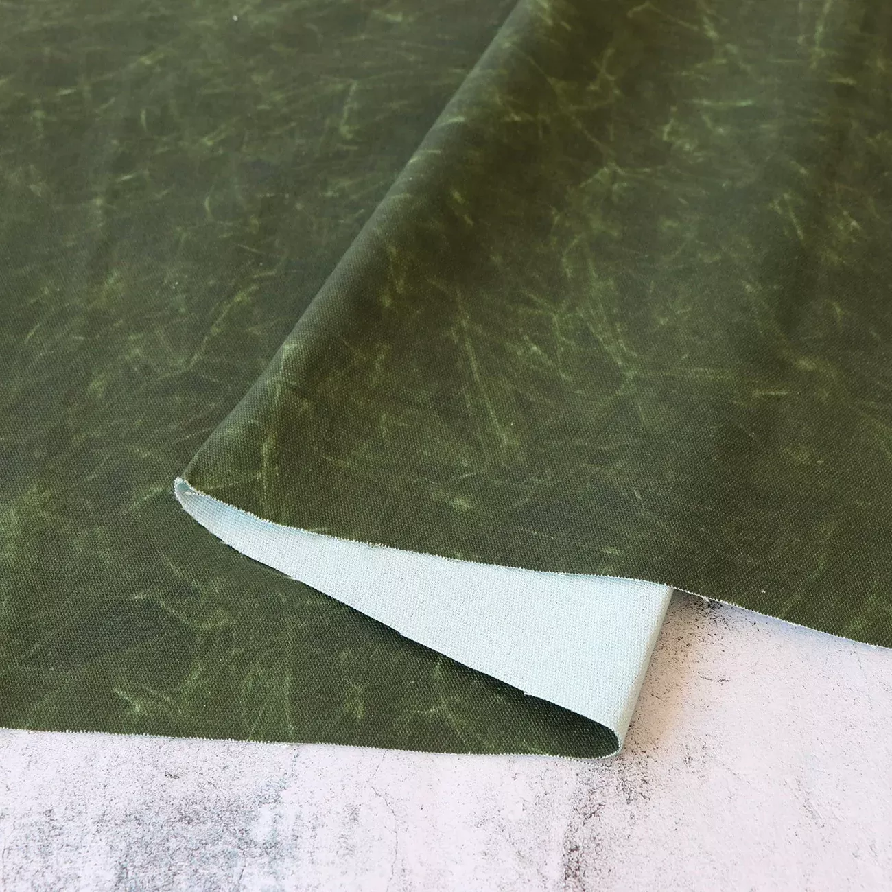 Faux Waxed Duck Canvas Olive Drab 1 Yard Cut