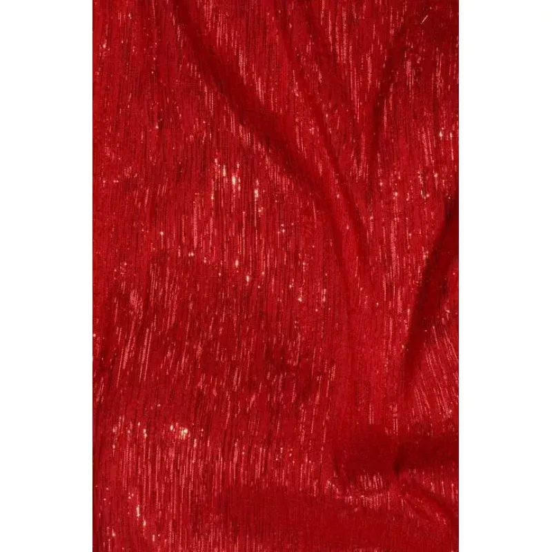 Fiery Red Metallic Shantung Silk Fabric
