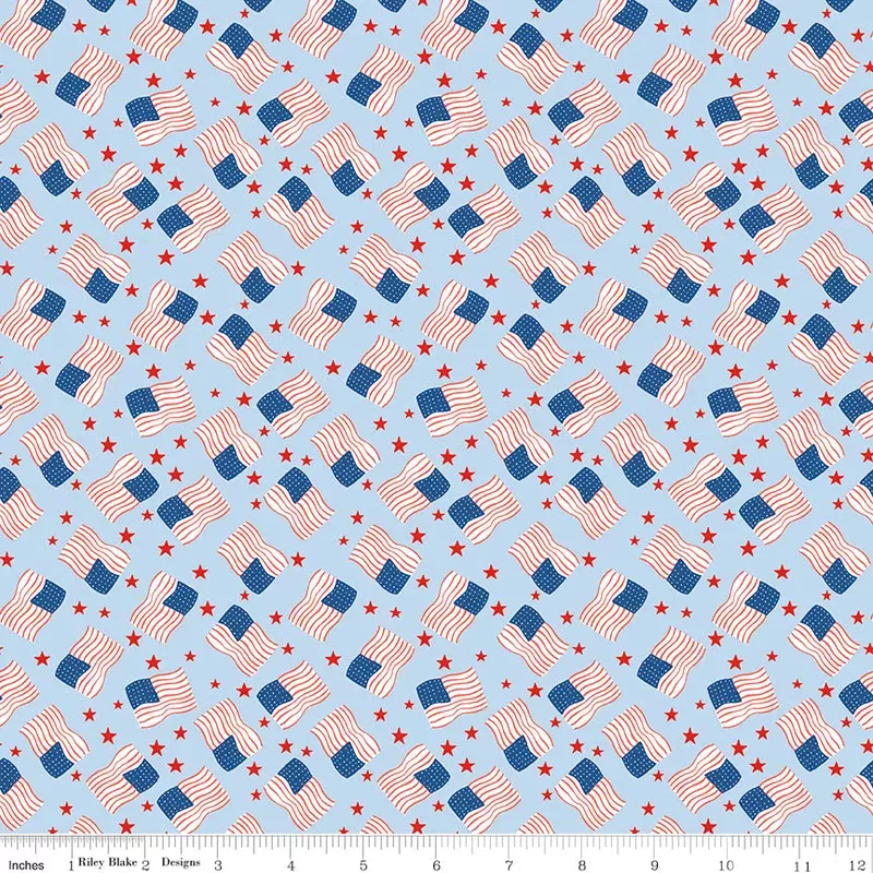 Firecracker Frost Flags Yardage by My Mind’s Eye for Riley Blake Designs