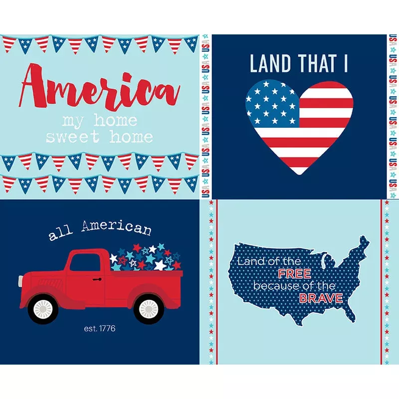 Fireworks and Freedom Aqua Panel by Bella Blvd. for Riley Blake Designs