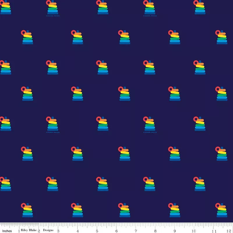 Fisher-Price Navy Rock A Stack Yardage by Riley Blake Designs