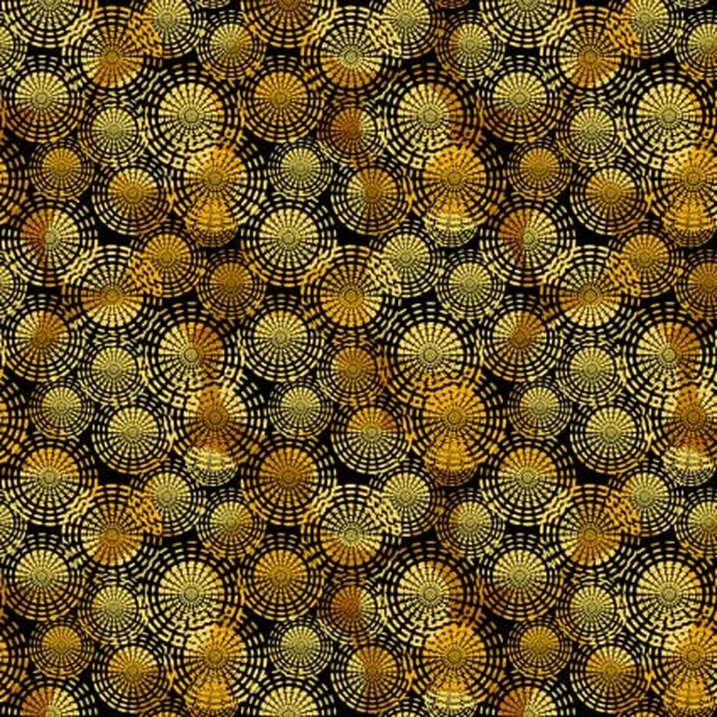 Flock Together Circle Stitch Yellow Cotton 44"/45" Fabric Per Yard