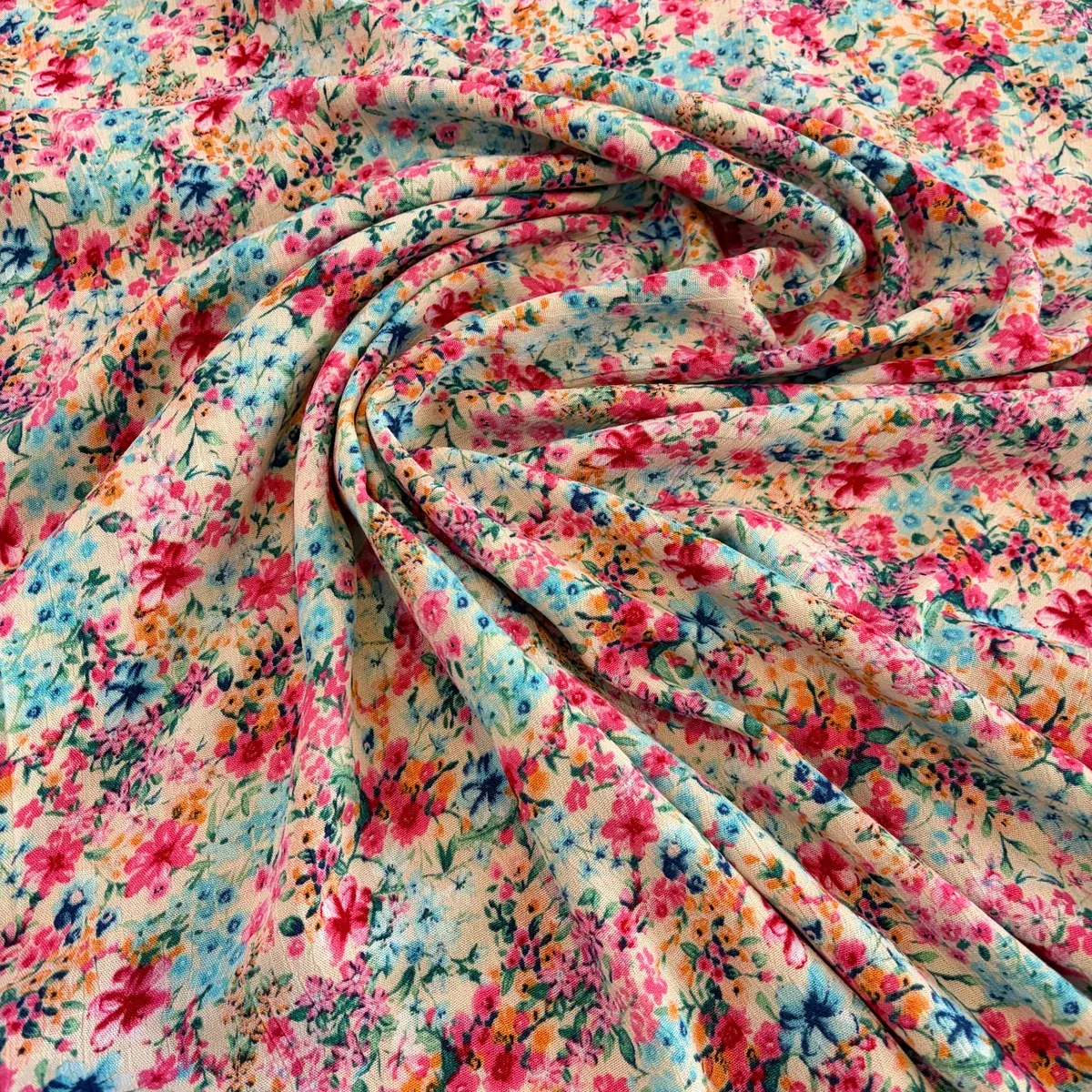 Floral Rayon Gauzy Challis Fabric