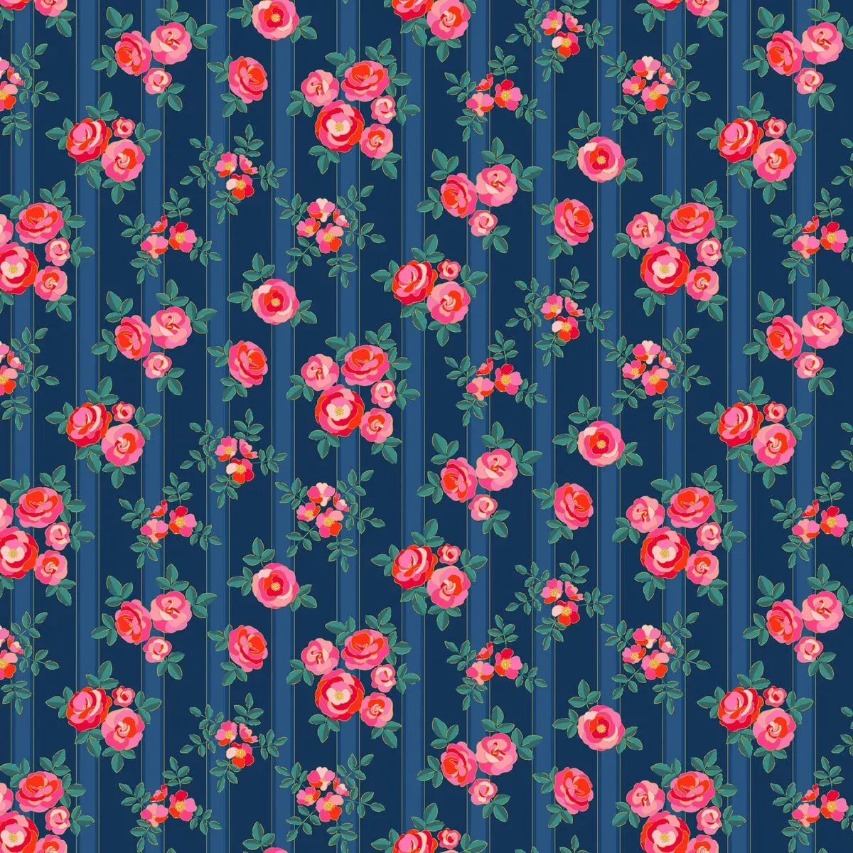 Florescence Chintz Rose Navy fabric | Pippa Shaw