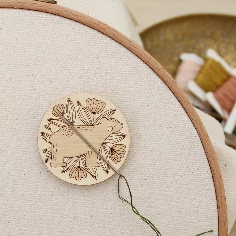 Forest Bear Wooden Needle Minder – Mosaic | Oh, Little Wren