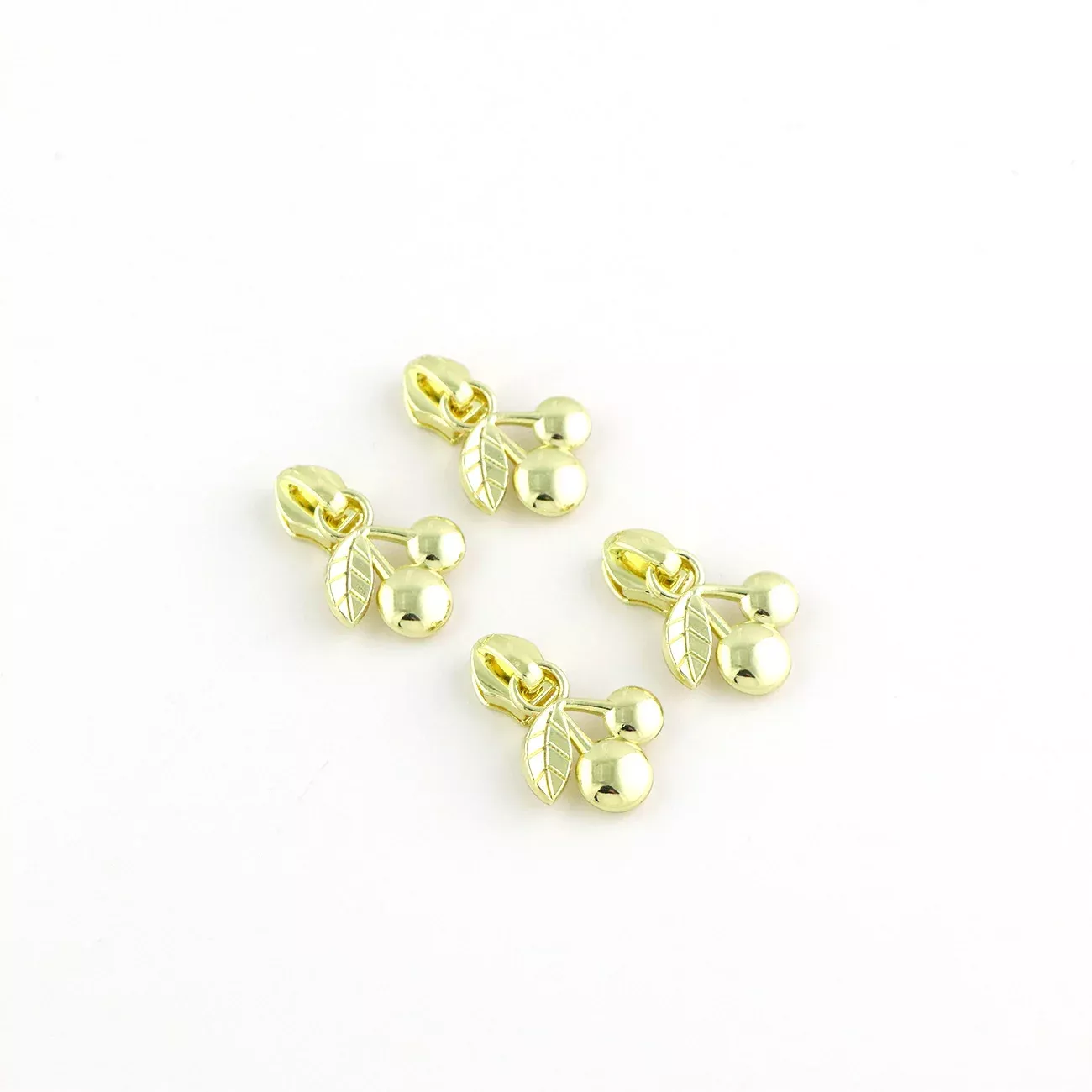 Four Cherry Zipper Pulls Gold