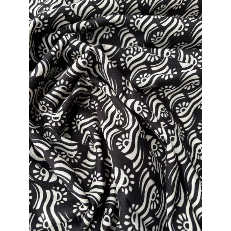 FREDO 007 cotton poplin stretch black/white print