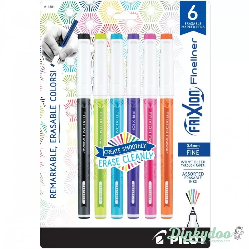 Frixion Fineliner – Bright 6 pk Assorted Colors by Pilot (Pre-order: Apr 2025)