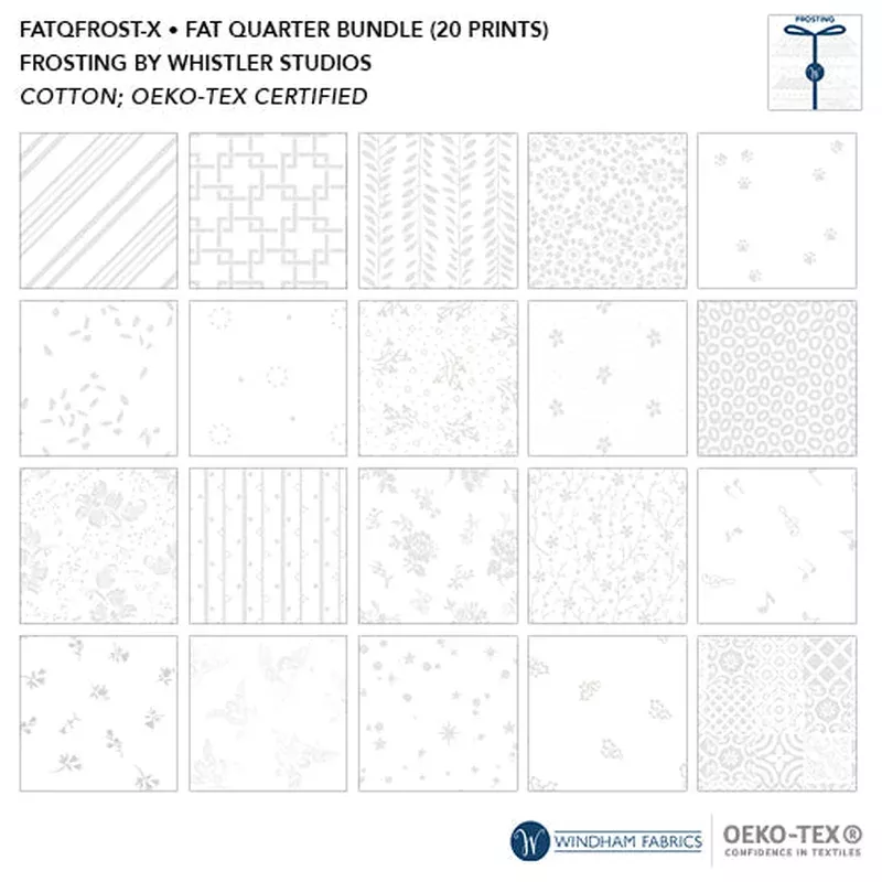 Frosting Whistler Studios FATQFROST-X White On White Fat Quarter Bundle Cotton