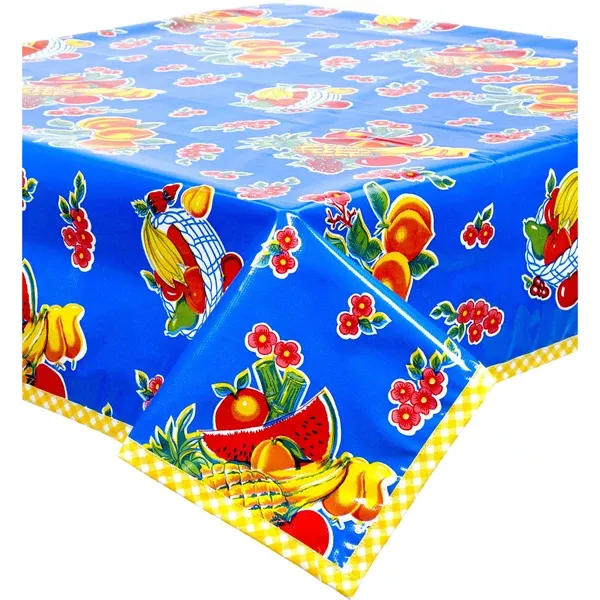 Fruit Basket Blue Oilcloth Tablecloths