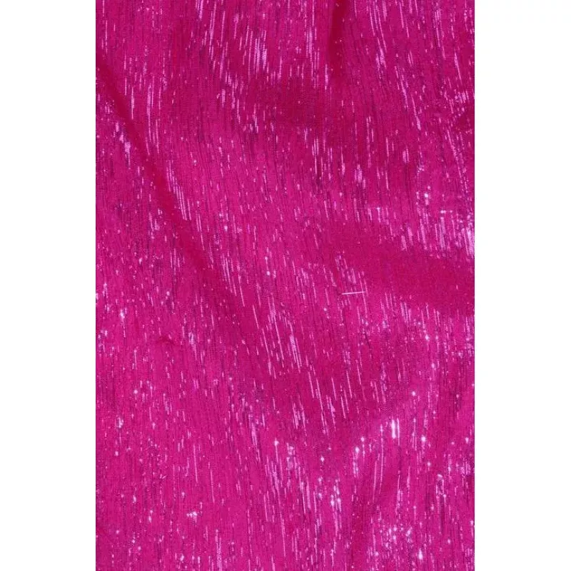 Fuchsia Pink Metallic Shantung Silk Fabric